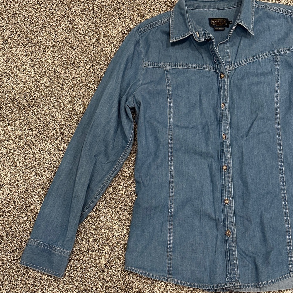 Pendleton Women's Blue Button Down Shirt - image 4